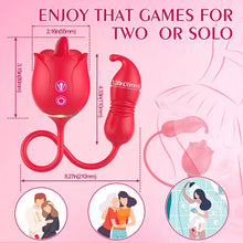 Load image into Gallery viewer, 3 In 1 Rose Toy Thrusting Dildo Vibrator G Spot Clit Bullet Vibrators