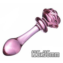 Load image into Gallery viewer, Glass Dildo Pink Rose Flower Butt Plug