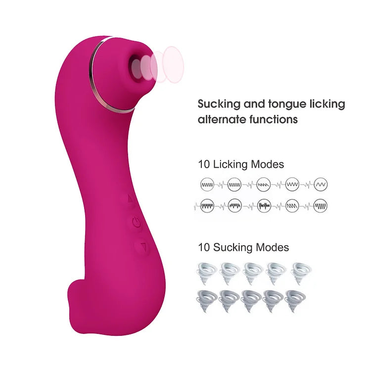 Clitoral Sucking & Licking G Spot Vibrator for Double Stimulation, Clit Tongue Stimulator Vaginal Breast Nipple Massager