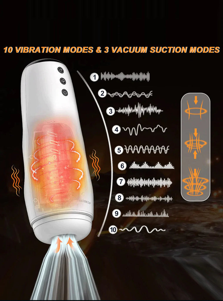 Male Masturbator Vibration Suction Heating Base Easy Warm & Dry