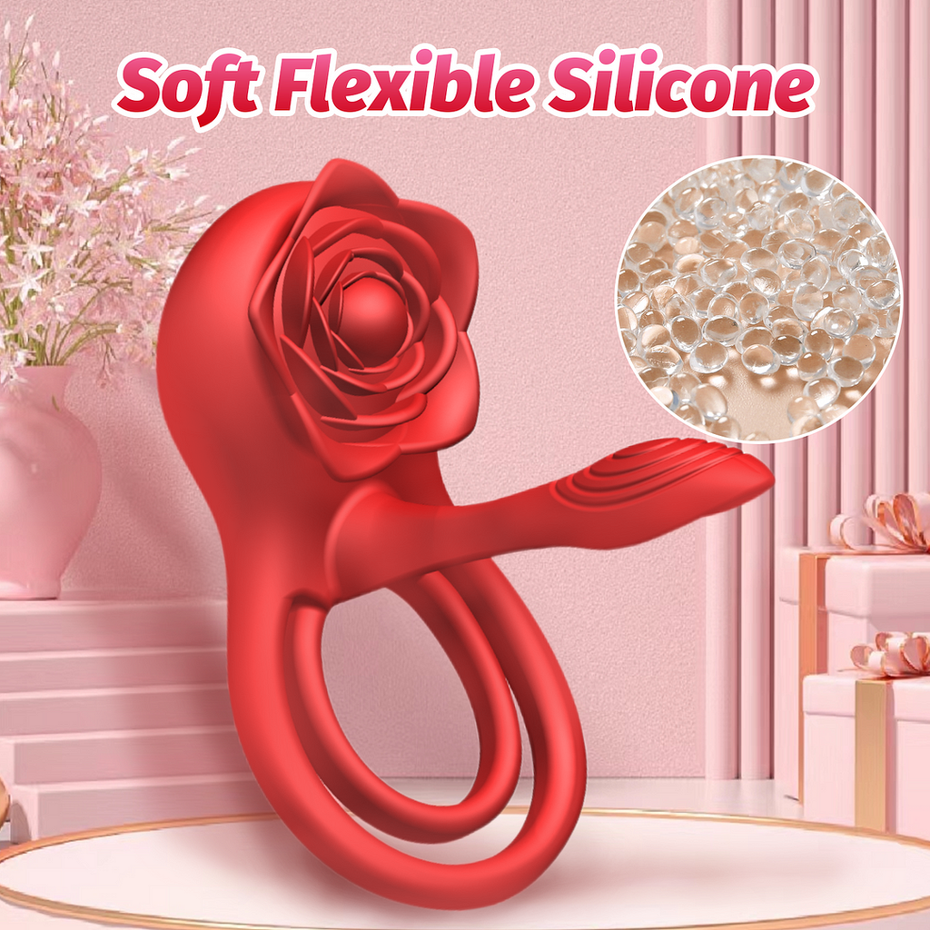 Rose Shackle Remote Control Dual-motor Vibration Penis Ring For Couples