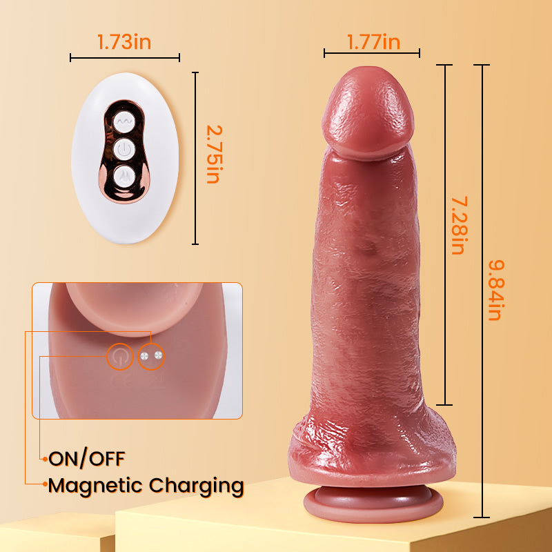 Thick Thrusting Vibrating Heating Realistic Dildo with Strong Suction Cup and Remote Control