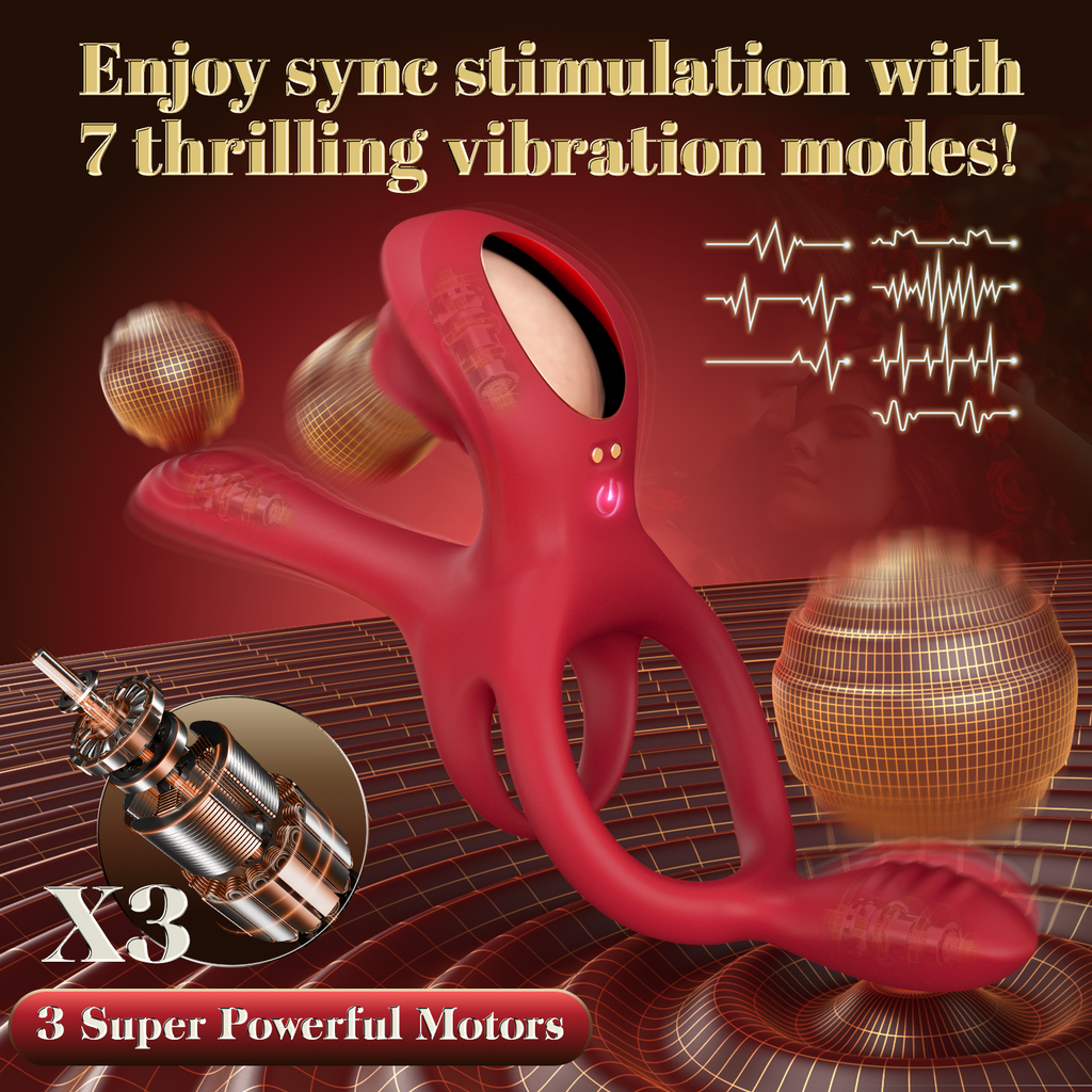 5 in 1 Clitoral Stimulator Rose-sharped Vibrating Cock Ring