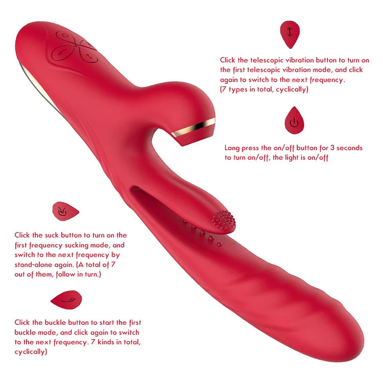 3 in 1 Suction & Thrusting Vibrator With Tongue For Clitoris & G-spot