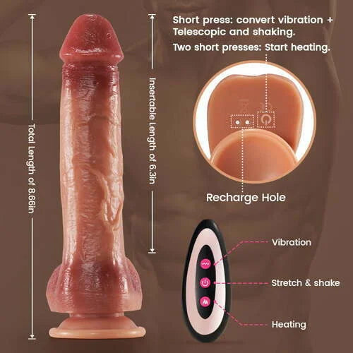 Liquid Silicone Electric Penis Female Masturbator Telescopic Swing Vibrator Adult Sex Products