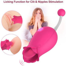 Load image into Gallery viewer, 2 in 1 Licking &amp; High-Frequency G-Spot Rose Clitoral Vibrator  Clitoris Tongue Stimulator Vaginal Breast Nipple Massager for Quick Orgasm