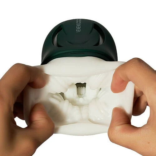 Dark-Green 10 Vibrating Manual sucking Heating Masturbation Cup