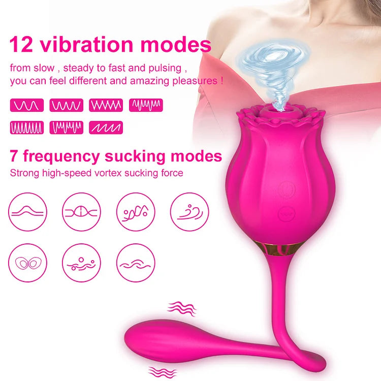 New Rose 2 In 1 Sucking Vibrator With Bud Skipping Egg