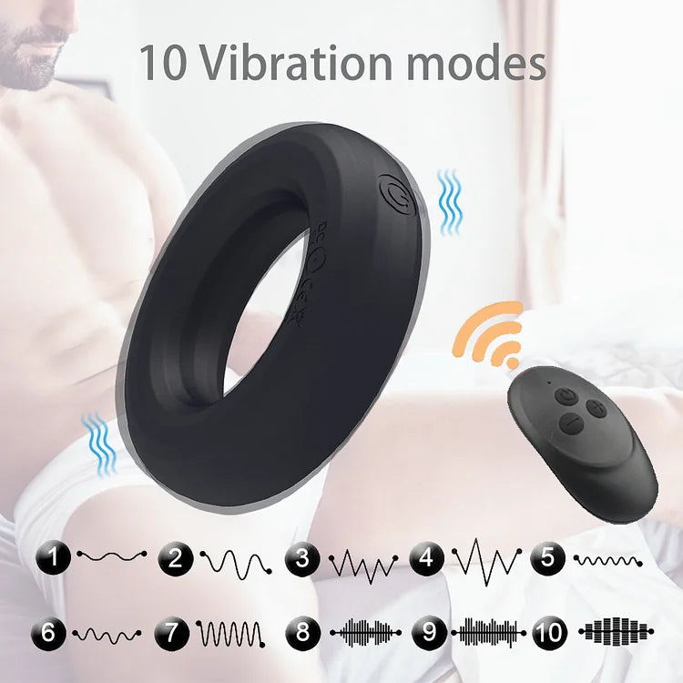 Silicone Vibrating Penis Ring Cock Ring Vibrator Delay Ejaculation Toy With Remote Control