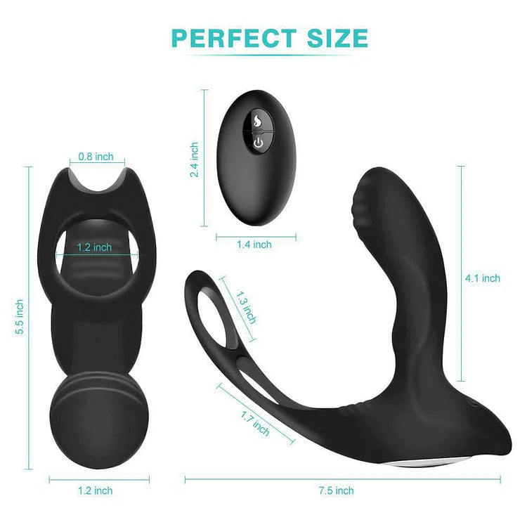 Prostate Massage Vibrator Anal Plug Wireless Control Delay Ejaculation Ring