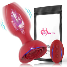 Load image into Gallery viewer, Rose Anal Plug Silicone Backyard Vibration Anal Plug With Remote Control