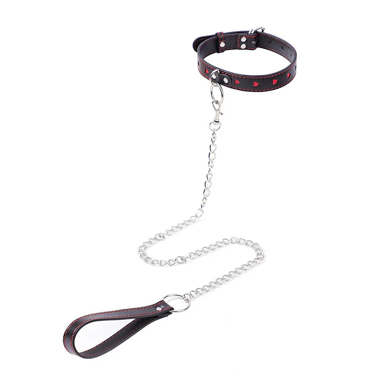 Love Hollow Out Traction Collar Necklace Sm Alternative Fun Products Pu Leather Sexy Maid Slave Style Neck Collar