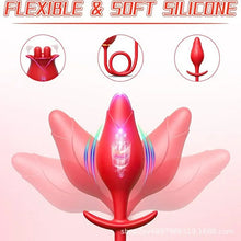 Load image into Gallery viewer, Romeo Double-pistil Tongue-licking Rose Toy With Vibrating Anal Plug