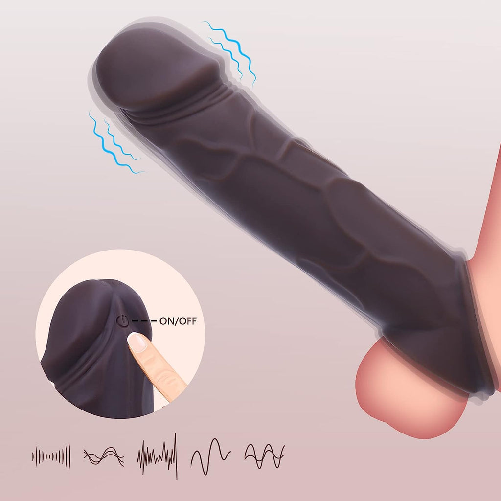 10x Remote Control Blacke Penis Sleeve Vibrating Cock Sleeve