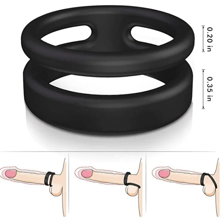 Silicone Dual Penis Ring, Premium Stretchy  Erection Cock Ring Erection Enhancing Sex Toy