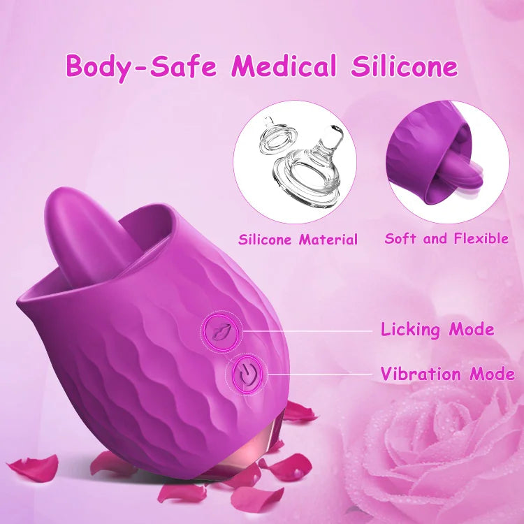 Rose Toy Vibrator For Wome Clitoral Tongue Licking Vibrator