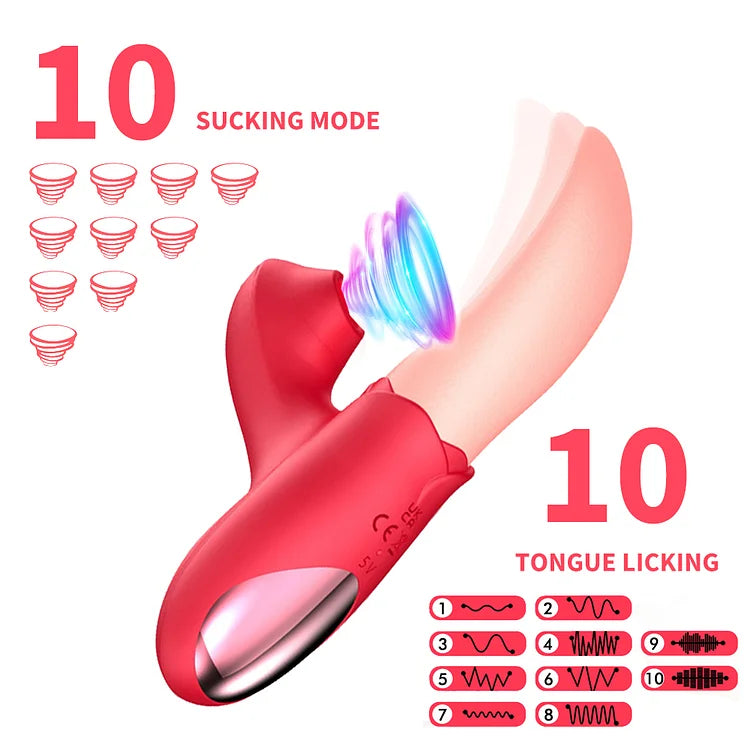 Rose Generation Ⅱ Tongue Licking Vibrator Clit Sucking G Spot Stimulator Nipple Massager