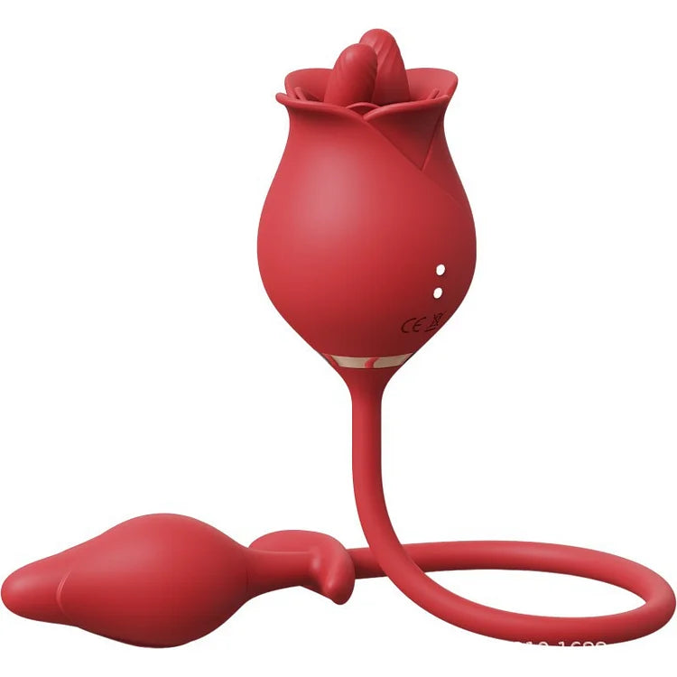 Romeo Double-pistil Tongue-licking Rose Toy With Vibrating Anal Plug