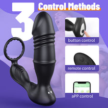 Load image into Gallery viewer, APP/Controller &amp; 9-Telescopic / Vibration &amp; Penis Ring Locking Prostate Massager