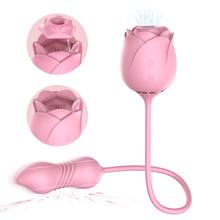 Load image into Gallery viewer, 3-in-1 Double Headed Sucking And Tapping Rose Toy With Telescopic Jumping Egg