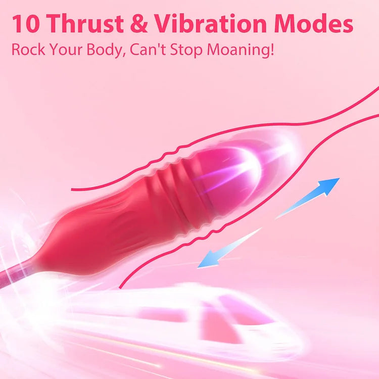 Rose Female Tongue Licking Egg Jumping Telescopic Masturbation Device Double-headed Vibrating Sex Toy