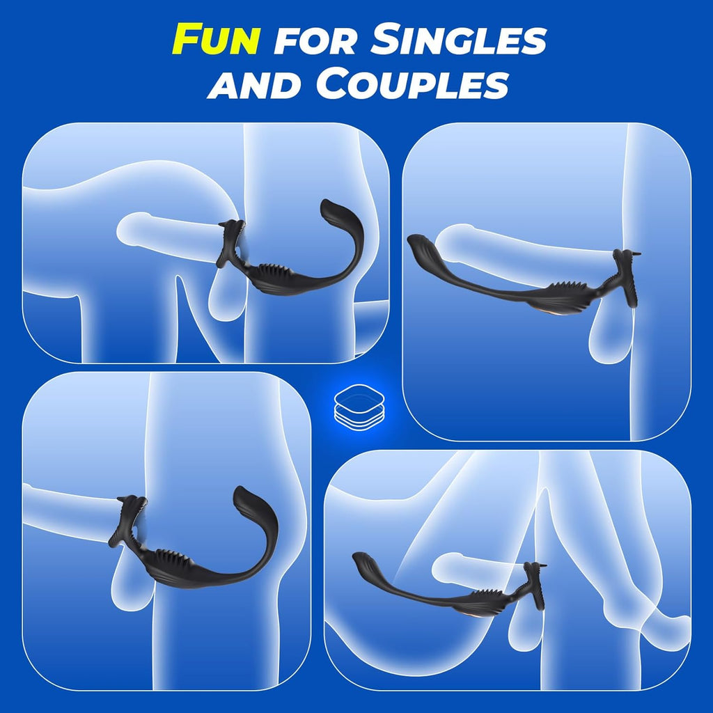 7 Vibrating Prostate Massager 4 in 1- Multiple Stimulation Cock Ring