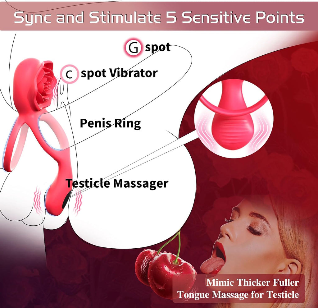 9X Vibrating  Rose Clitoral Stimulator Cock Ring