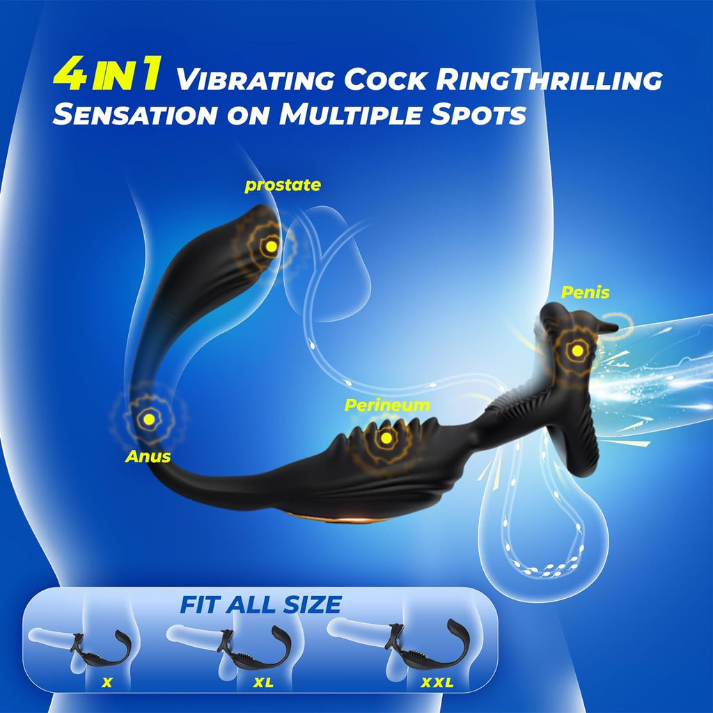 7 Vibrating Prostate Massager 4 in 1- Multiple Stimulation Cock Ring