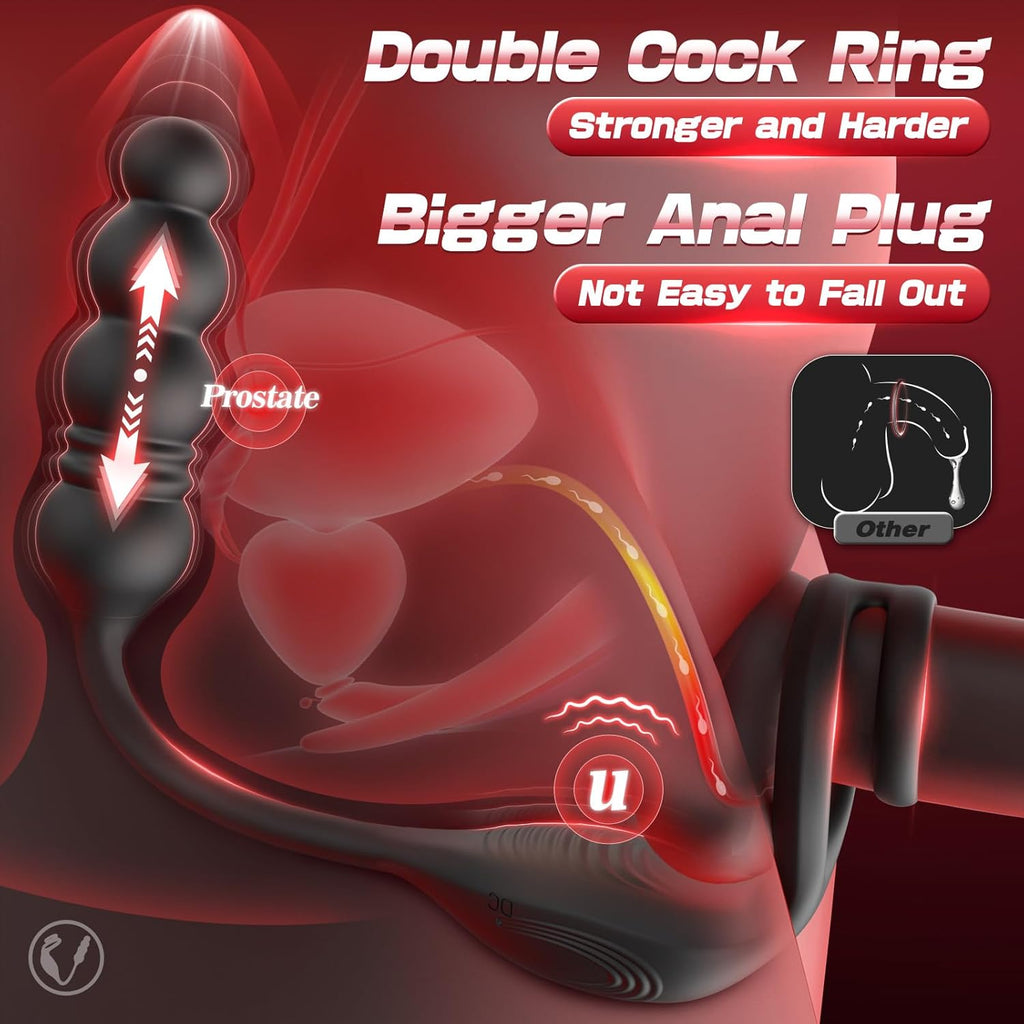 4 in 1 Prostate Massager Vibrating Cock Ring Anal Plug