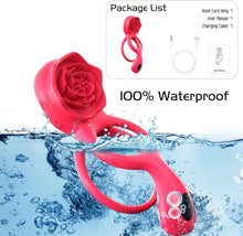 Load image into Gallery viewer, 9X Vibrating  Rose Clitoral Stimulator Cock Ring