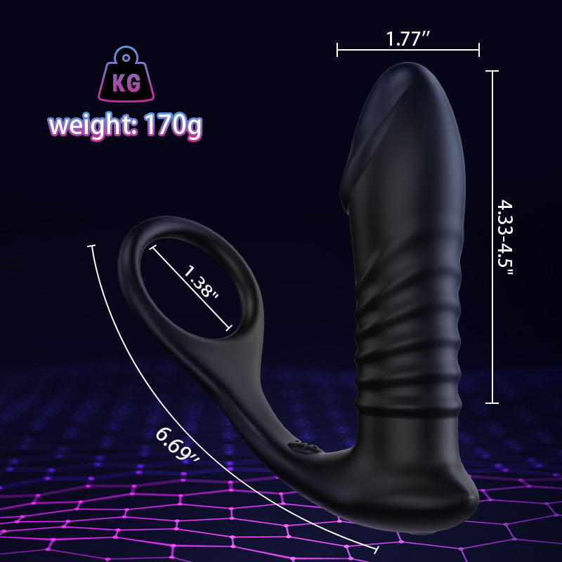 10 Thrilling Vibration 3 Thrusting Silicone Remote Control Cock Ring Anal Vibrator