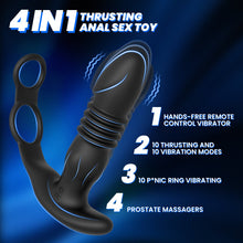 Load image into Gallery viewer, Vibrating Thrusting Prostate Massager Anal Vibrator with 2 Vibrating Cock Ring