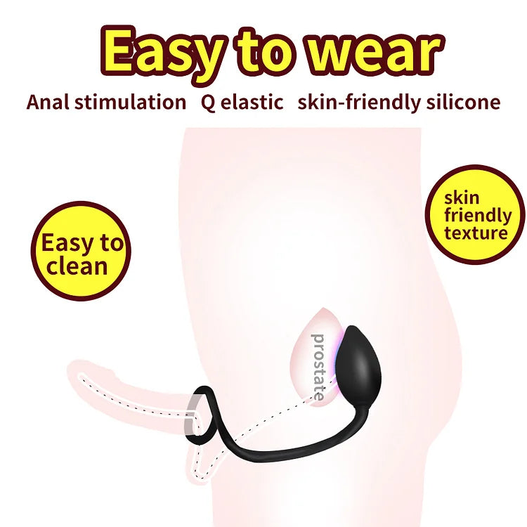 2 In 1 Silicone Anal Plug With Penis Ring Delayed Ejaculation Ring