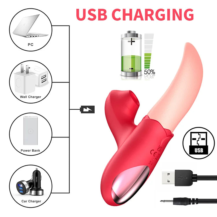 Rose Generation Ⅱ Tongue Licking Vibrator Clit Sucking G Spot Stimulator Nipple Massager