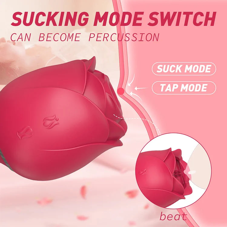 3-in-1 Double Headed Sucking Tapping Rose Toy With Vibrating Bud