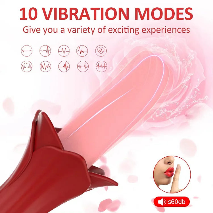 Rose Tongue Vibrating Stick Vaginal Licking Clitoris Stimulator