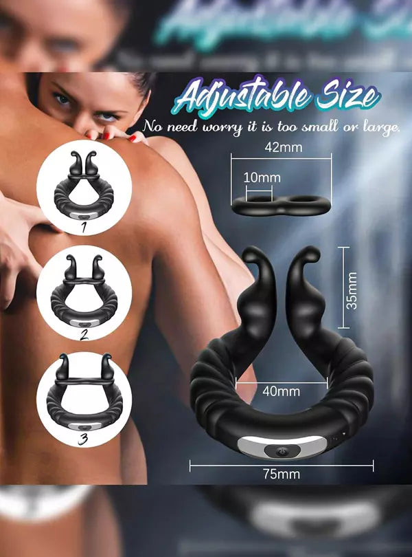 Adjustable 10 Frequency Vibration Cock Ring Waterproof Couple Sex Toy