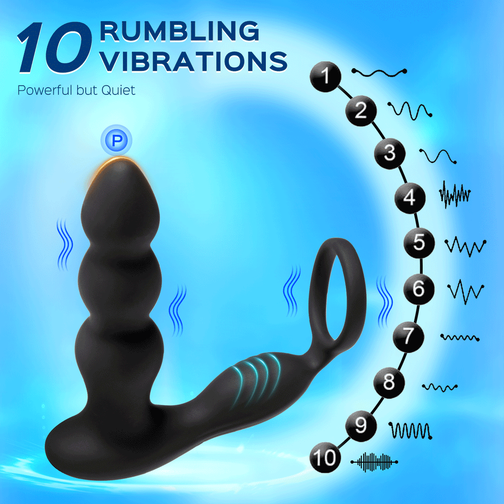 Ringer - 3 Anal Beads Prostate Massager Butt Plug with Cock Ring & Remote Control