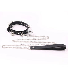 Load image into Gallery viewer, Leather Bell Fun Collar With Traction Rope Dog Slave Sm Adjustment And Restraint Punishment Adult Sex Products