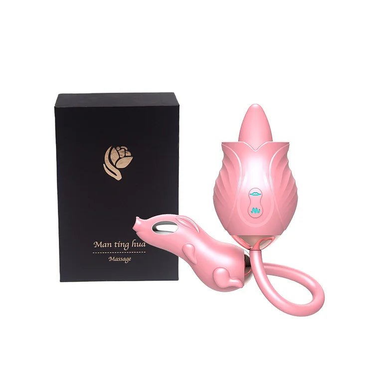 New Rose Double Head Tongue Licking Vibration Jump Egg For Women