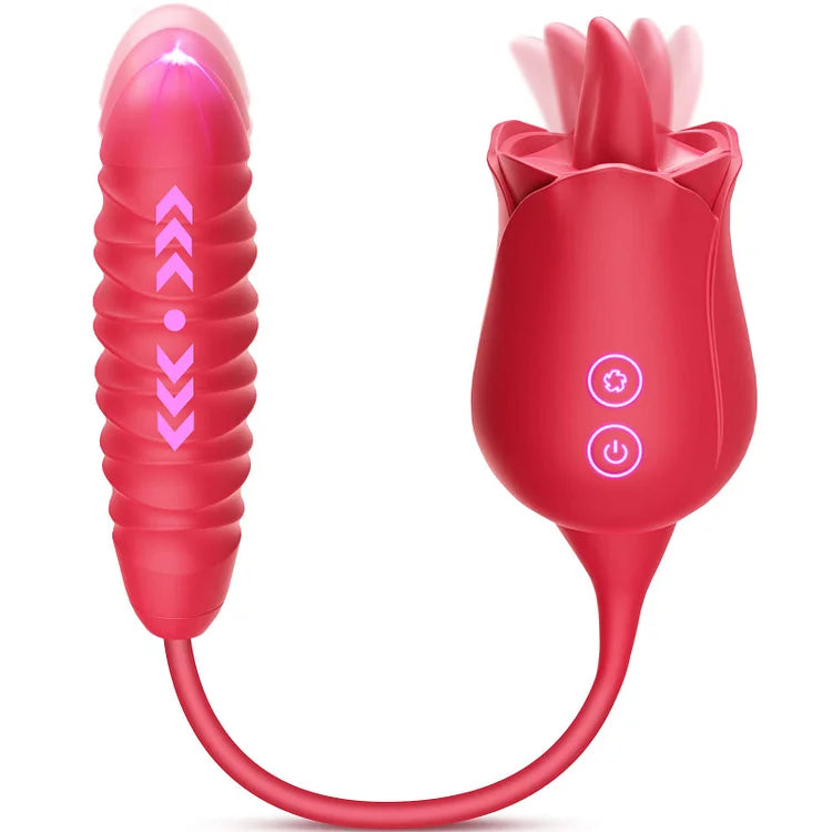 Rosie Tongue-licking Rose Toy With Pulsating Bullet Vibrator