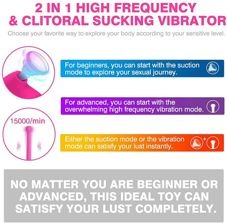 2 in 1 High Frequency Clitoral Sucking Vibrator, Clit Sucker for Clitoris Nipple Stimulation G spot Clitoral Vibrator with Whirling Vibration