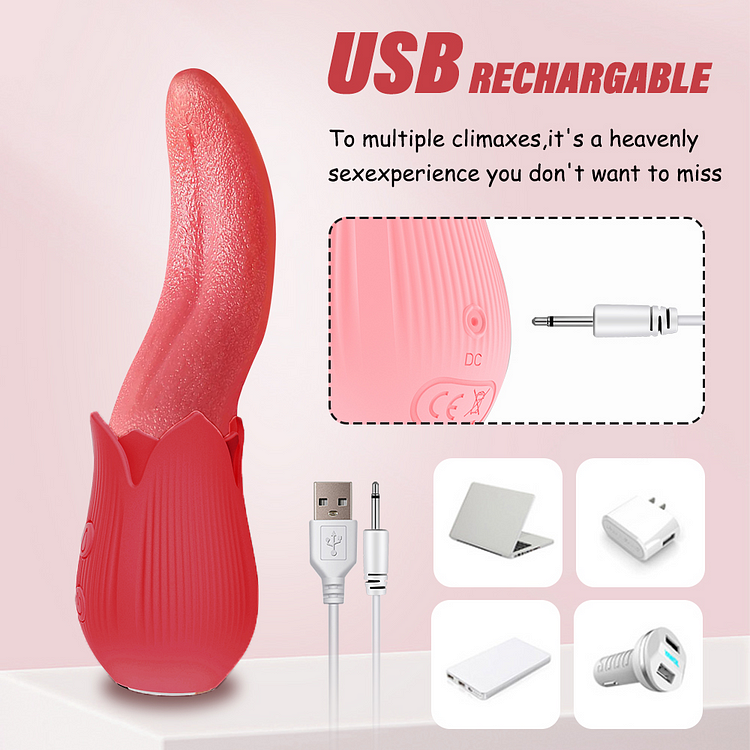 Upgraded Rose - 20 Frequency Tongue Licking Vibrator