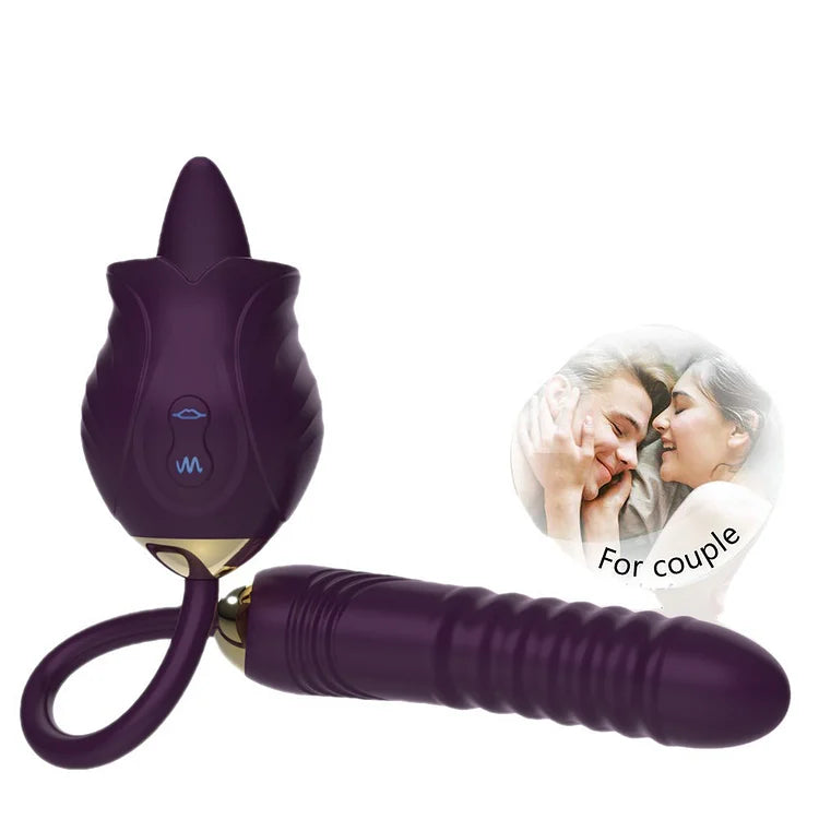 Rose New Product Manting Flower Generation 6 G-spot Tongue Lick Vibration Constant Temperature Double Headed Female Masturbation Female Sex Toy