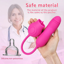 Load image into Gallery viewer, Rose Shape Licking Tongue Vibrator With Nipple Clit Stimulator Thrusting Dildo