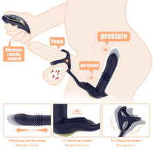 Load image into Gallery viewer, 3-in-1 Remote Control Retractable Vibrating Prostate Massager With Penis Ring