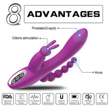 Load image into Gallery viewer, G Spot Dildo Rabbit Vibrator 3-in-one function Vibration Waterproof