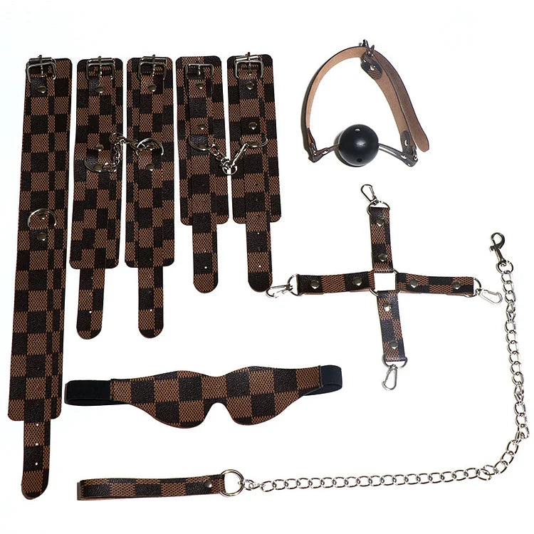 Bondage PU Leather Handcuff and Ankle Kit Gag Erotic Adult Toy SM Adult Games