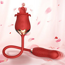 Load image into Gallery viewer, New Rose Tongue Licking Vibrator With A Thrusting Bullet