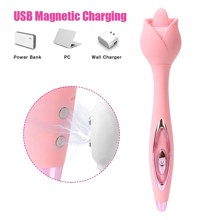 Rose Tongue Licking Wand Vibrator